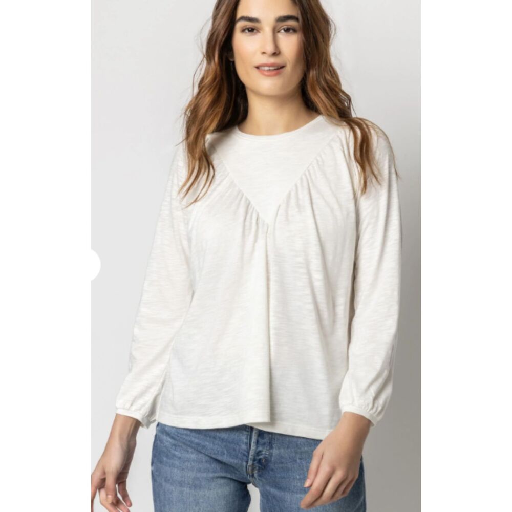 Lilla P Bracelet Sleeve Yoke Front Top Pale Lavender Large